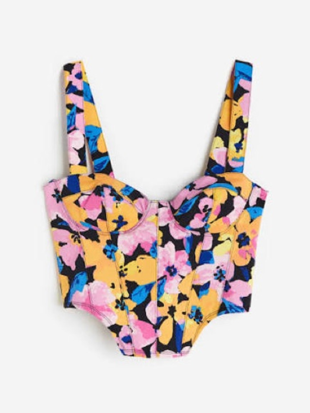 Orange/Pink/Blue floral Cropped Bustier Top | H&M